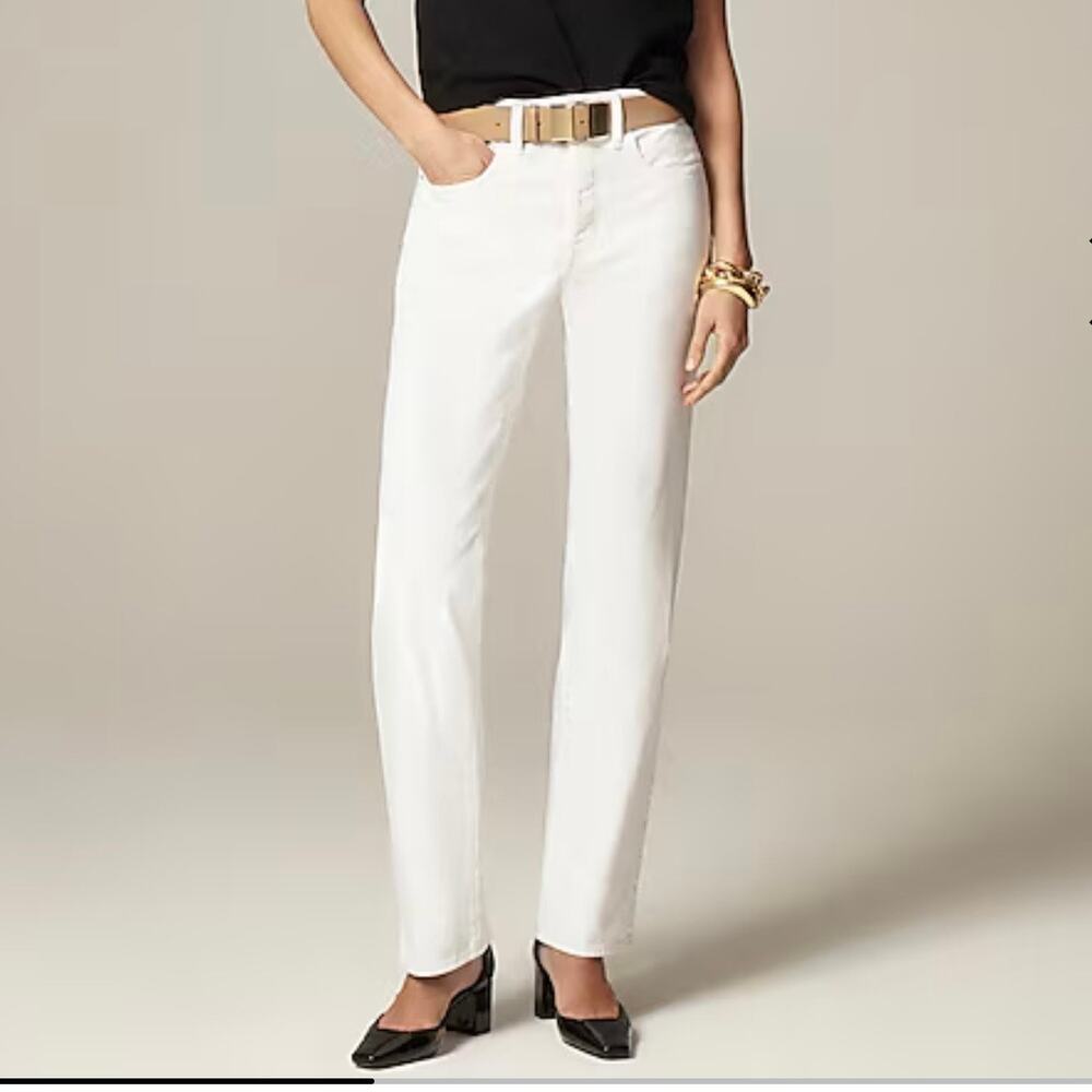 J Crew '84 Slouchy Mid Rise Straight Leg Jean Women's 31 Petite White